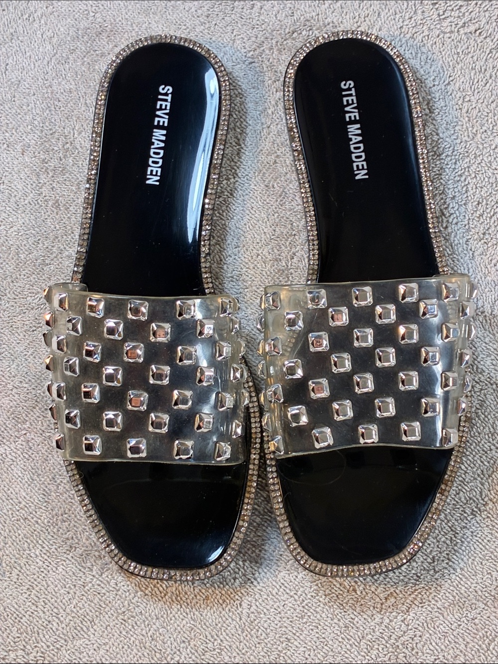 Steve Madden Silver Studded Slide Mules